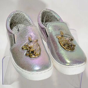 Cat Jack Youth Girls 4 Silver Unicorn Glitter Slip On Casual Sneakers Shoes Cute